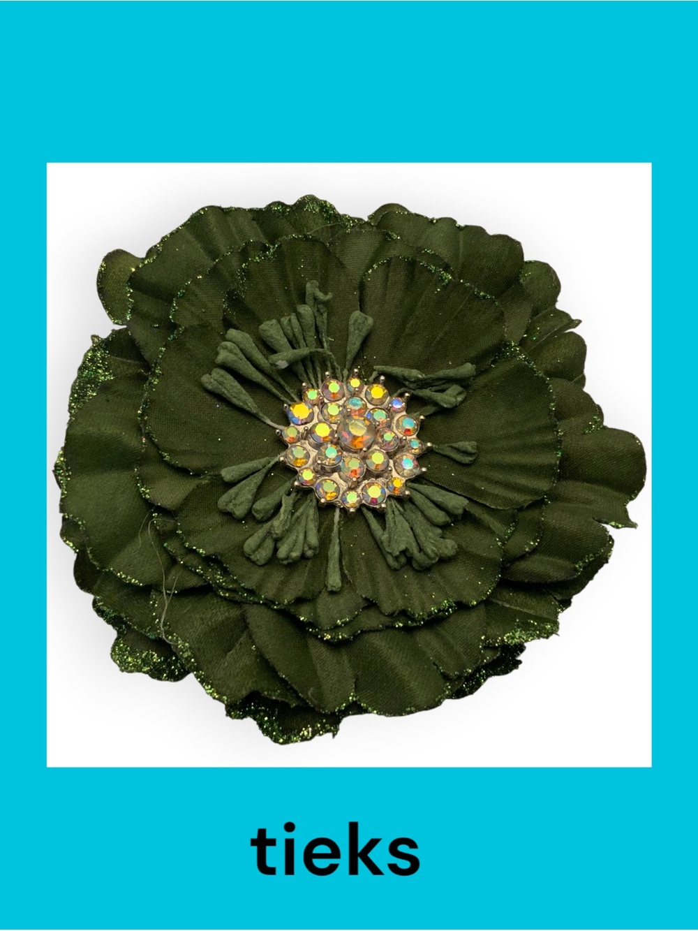 Tieks Dark Olive Green Flower with Crystal Center